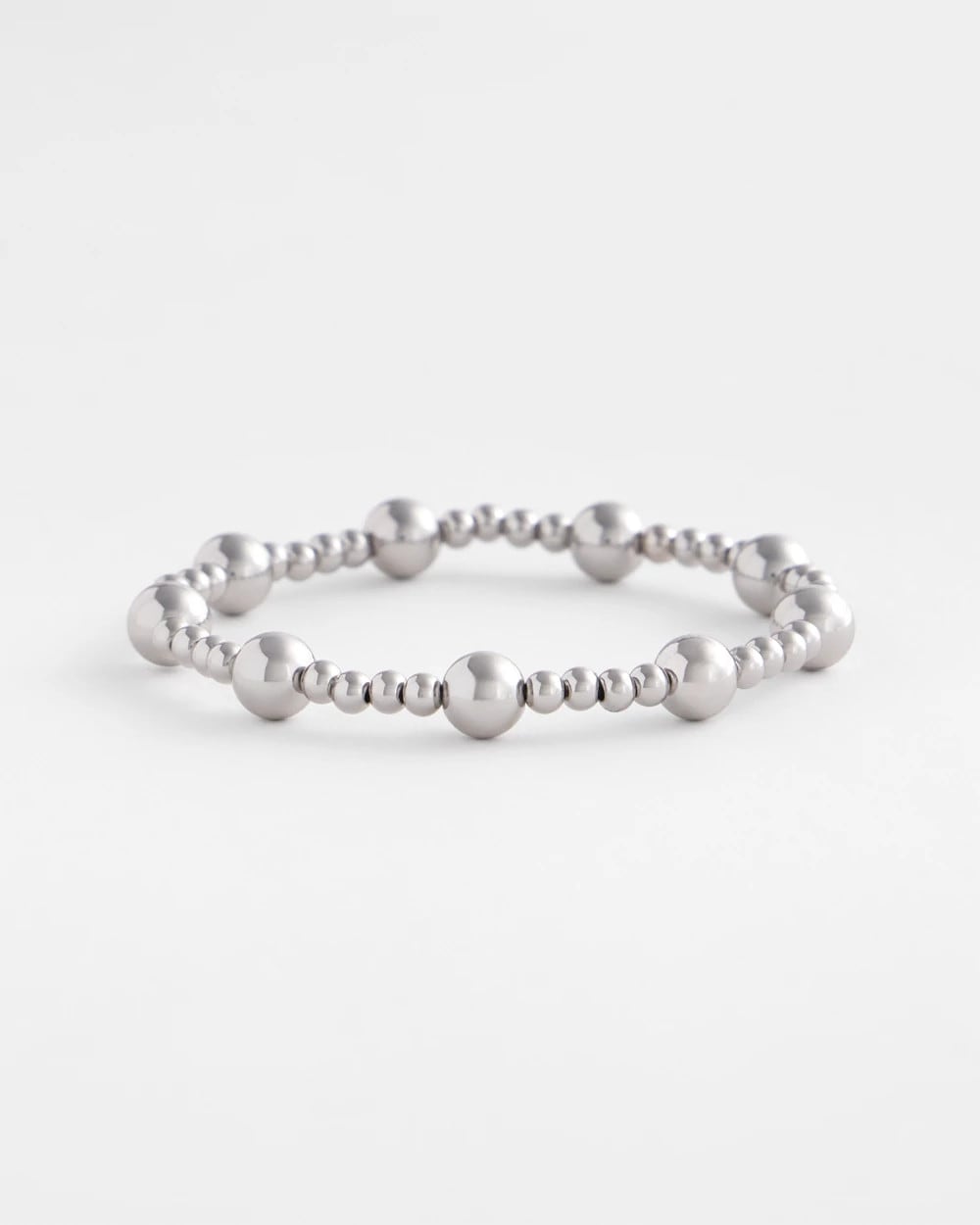 Silver Silver-tone Medium Bead Stretch Bracelet