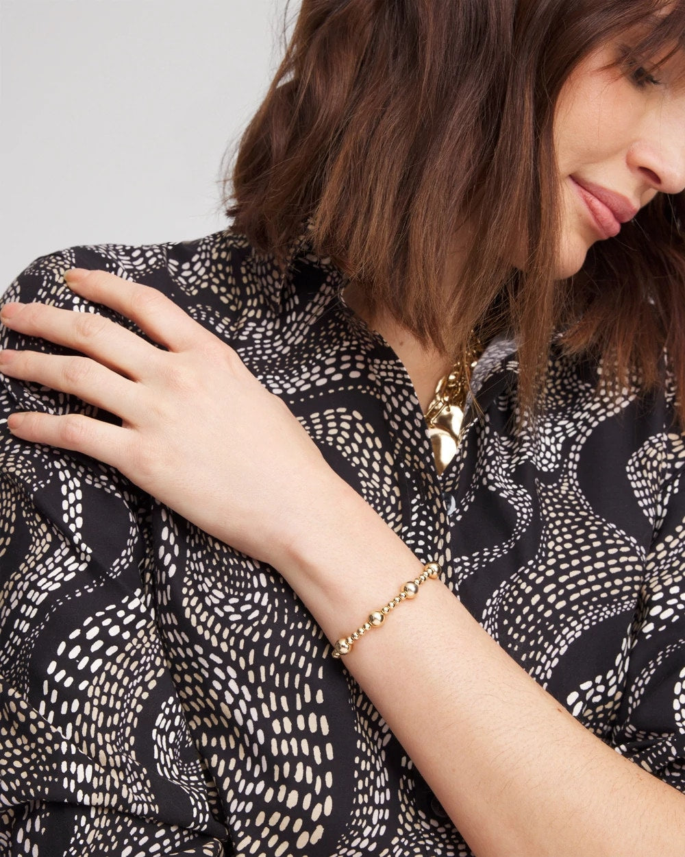 Gold Gold-tone Medium Bead Stretch Bracelet
