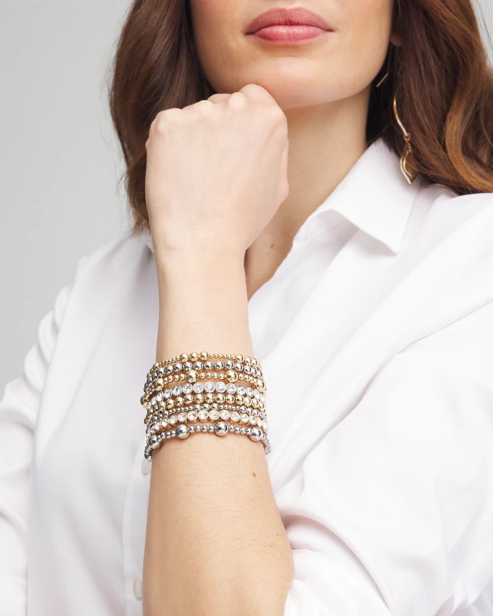 Gold Gold-tone Medium Bead Stretch Bracelet
