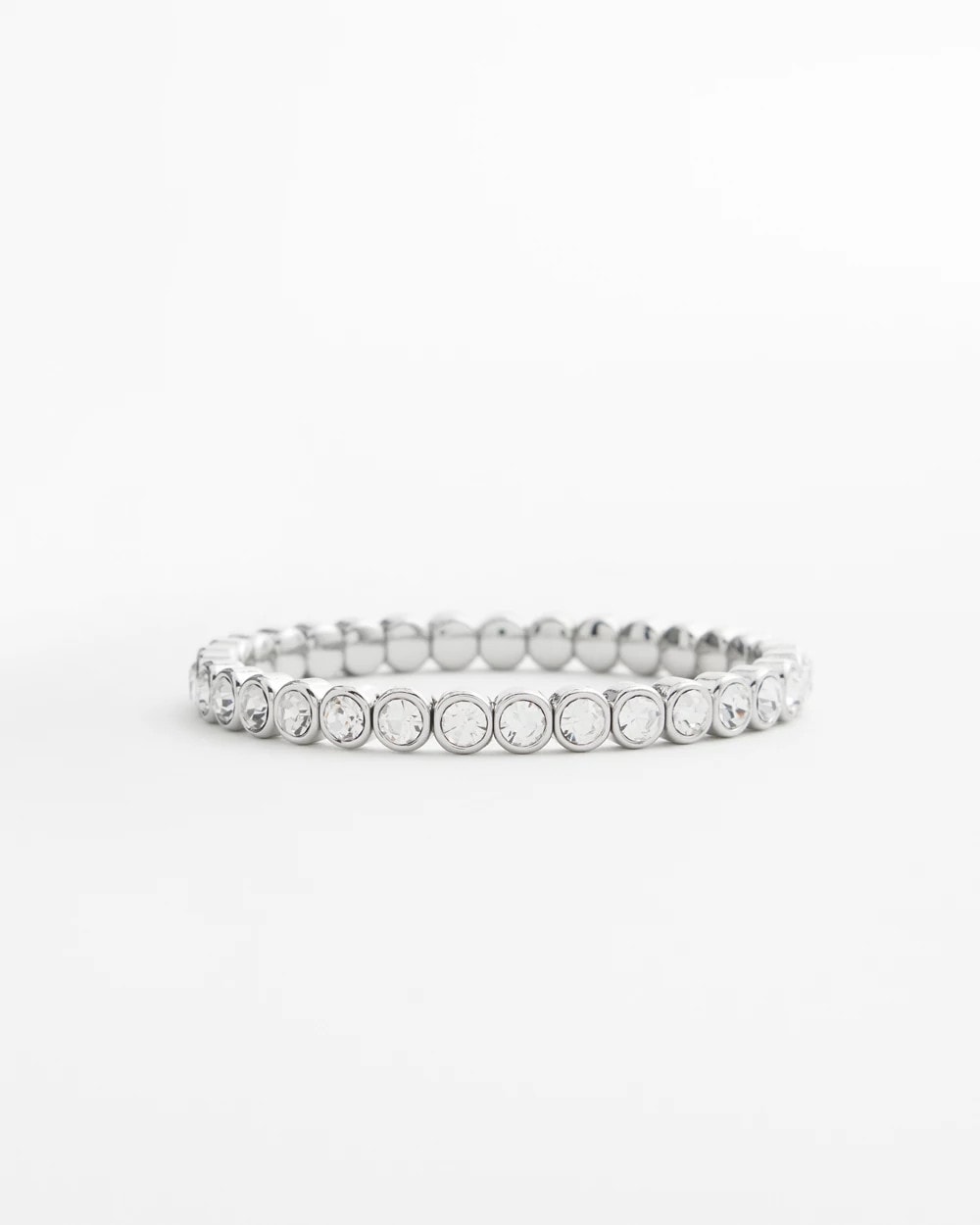 Silver Faux Tennis Stretch Bracelet