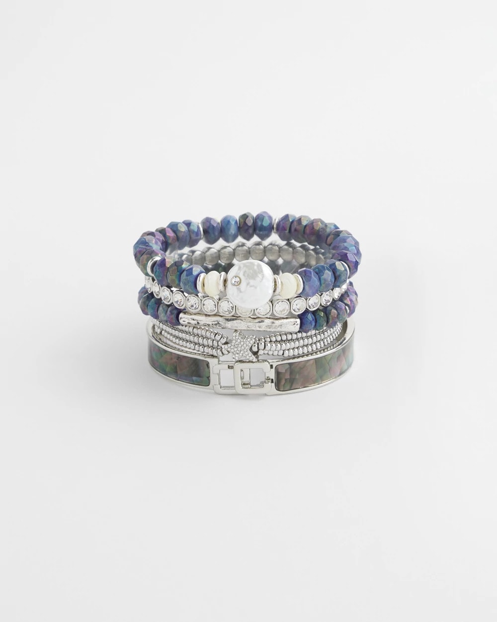 Silver Faux Tennis Stretch Bracelet