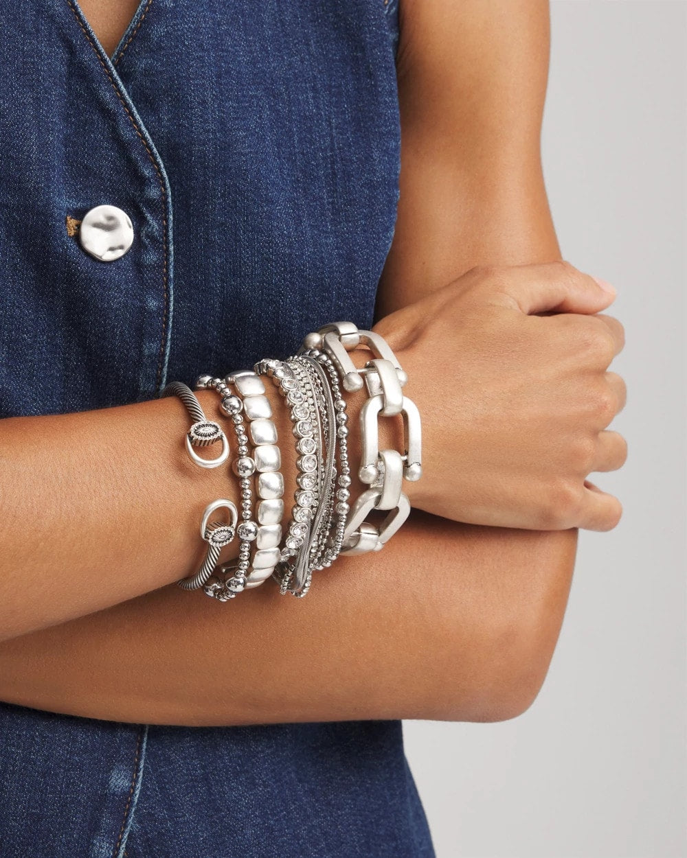 Silver Silvertone Stretch Bracelet