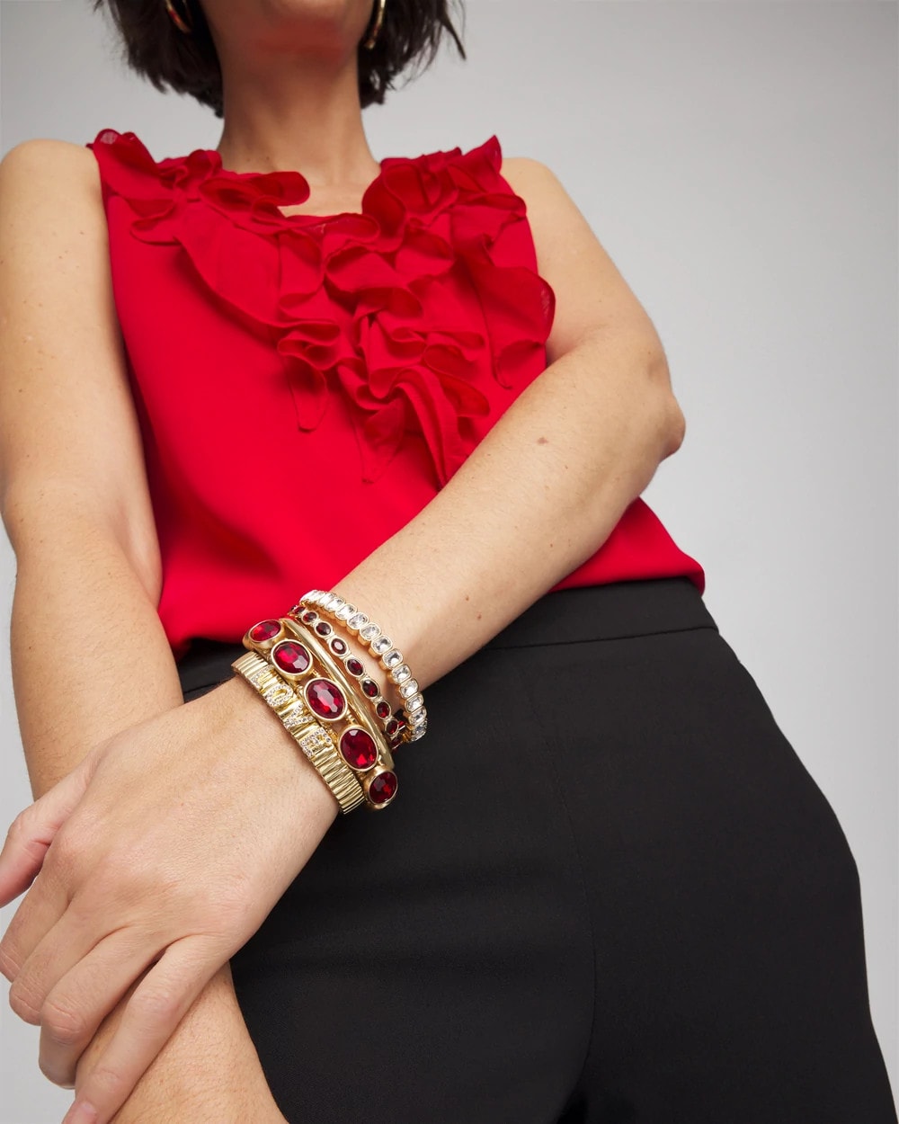 Gold Gold Bezel Set Stretch Tennis Bracelet