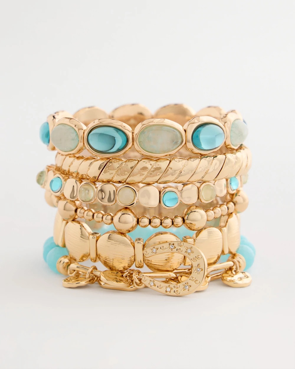Light Blue Jade Stone Link Charm Bracelet