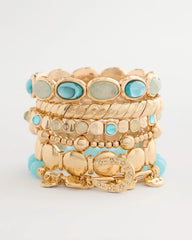 Light Blue Jade Stone Link Charm Bracelet