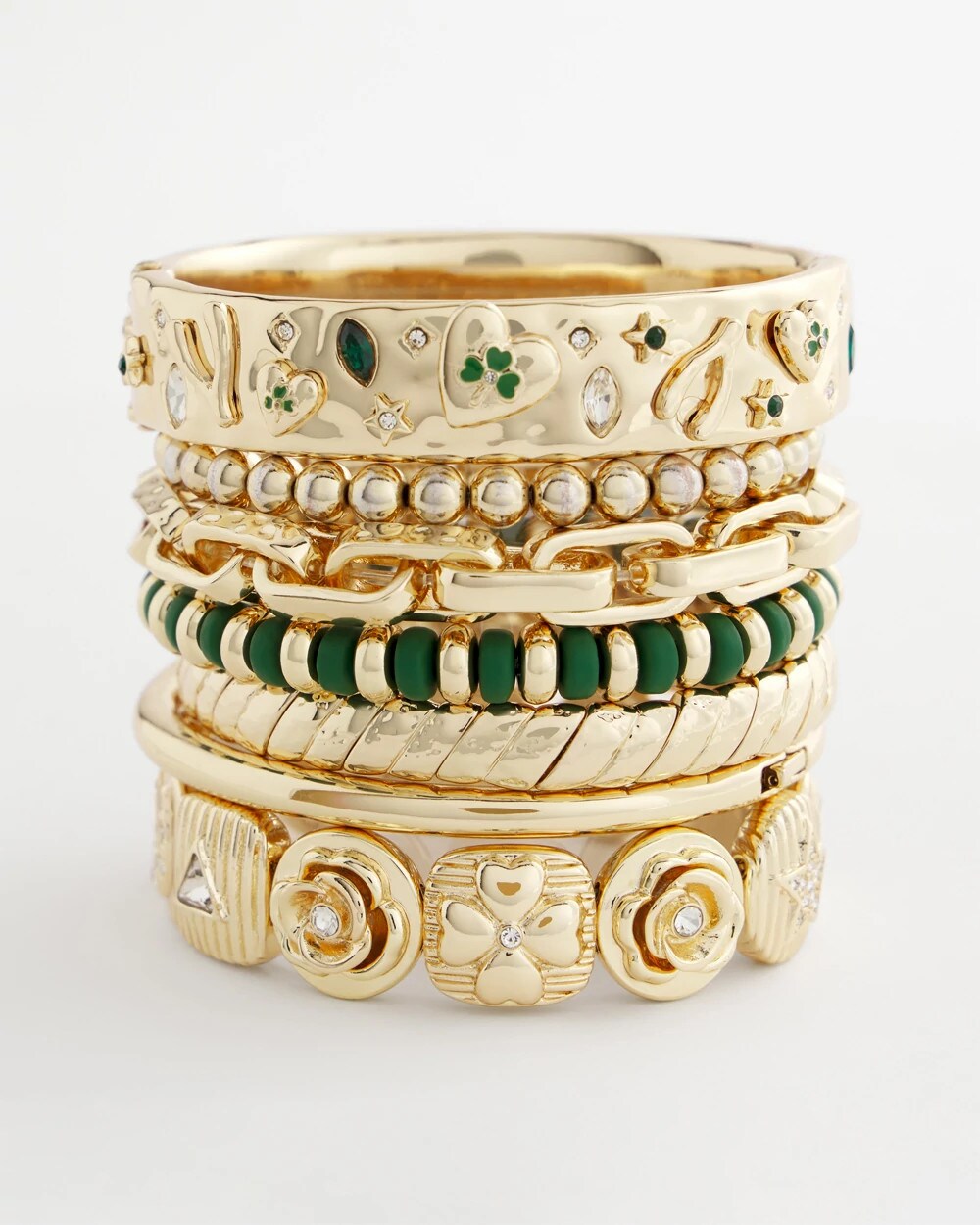 Green Green Gold Slice Stretch Bracelet
