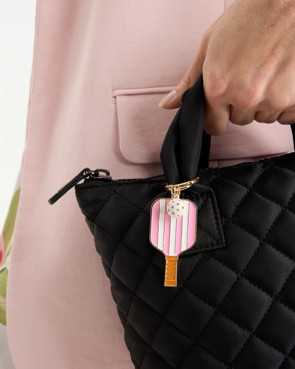 Pink Pink Enamel Pickleball Bag Charm