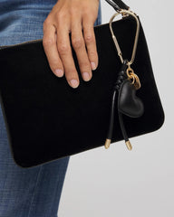 Black Faux Leather Heart Bag Charm