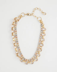Mixed Metals Convertible Tri-Tone Short Necklace