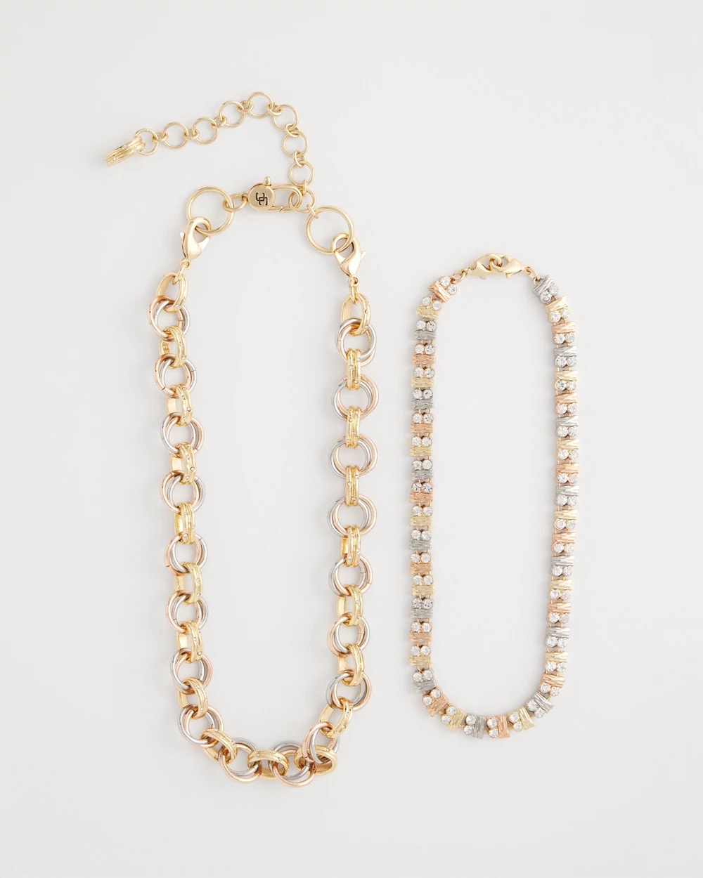 Mixed Metals Convertible Tri-Tone Short Necklace