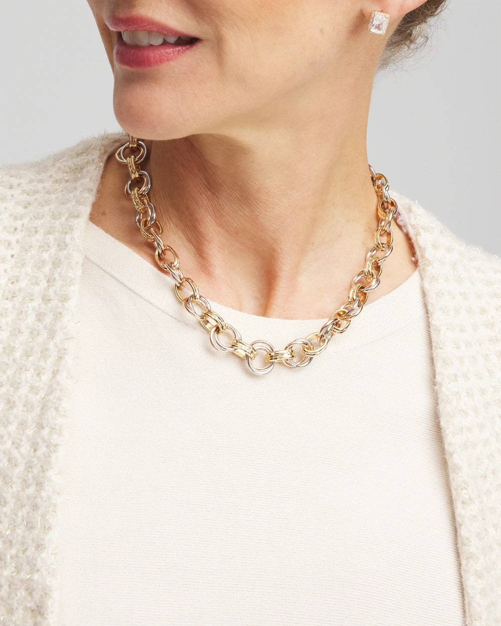 Mixed Metals Convertible Tri-Tone Short Necklace