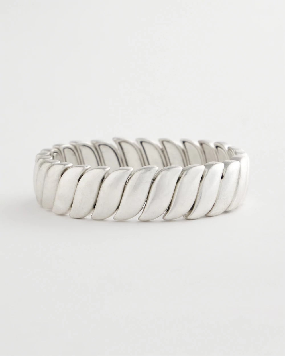 Silver Matte Twist Stretch Bracelet