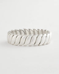 Silver Matte Twist Stretch Bracelet
