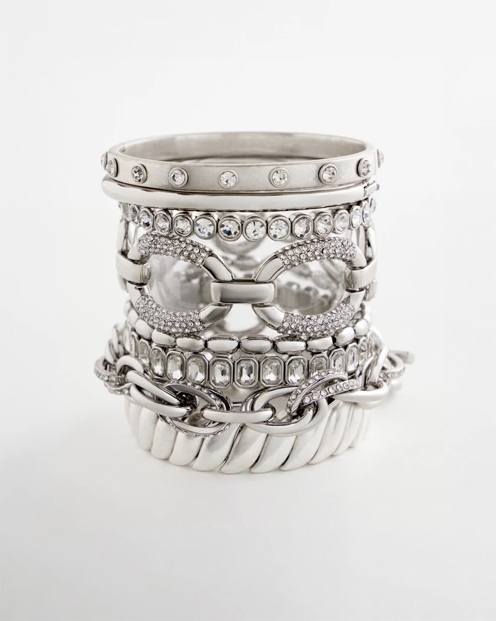 Silver Matte Twist Stretch Bracelet
