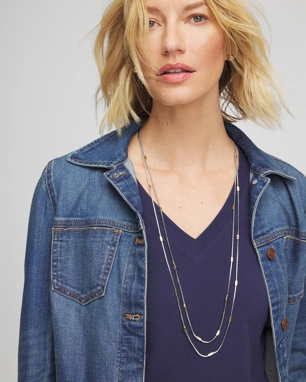 Mixed Metals Mixed Metal Double Strand Necklace