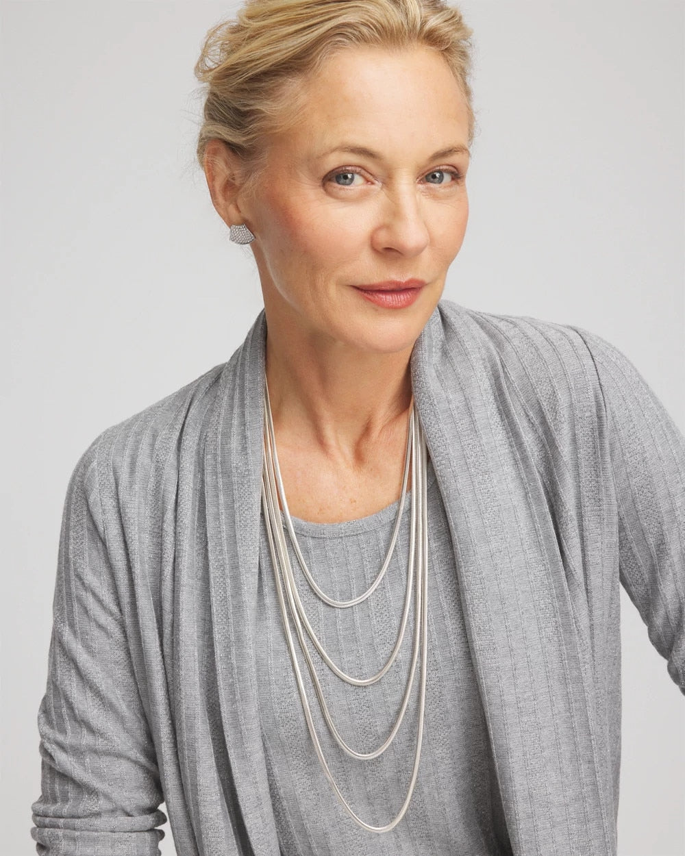 Silver Multi-Layer Snake Chain Necklace