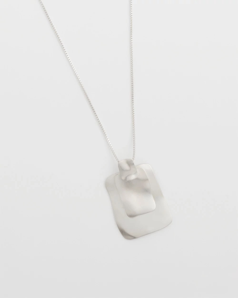 Silver Adjustable Square Pendant Necklace