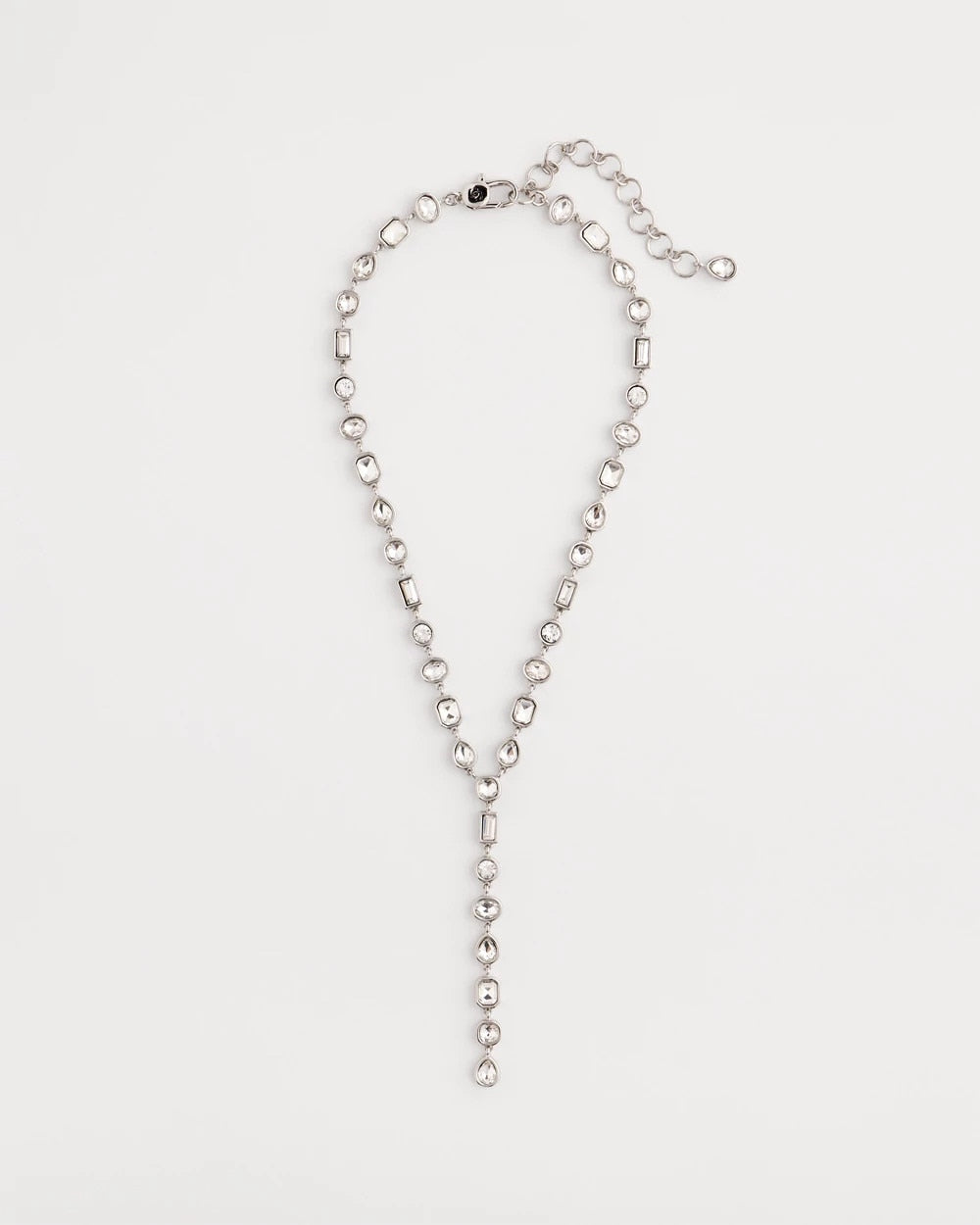 Silver Bezel Set Silvertone Y-Necklace