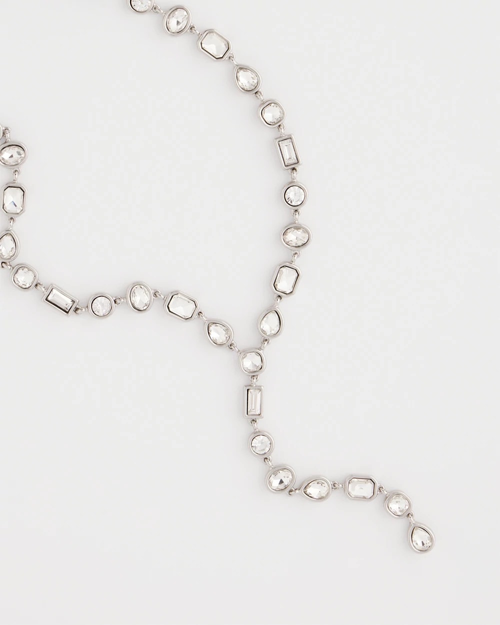 Silver Bezel Set Silvertone Y-Necklace