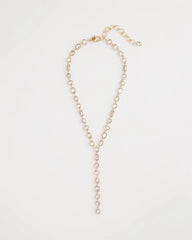 Gold Bezel Set Goldtone Y-Necklace