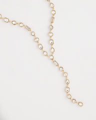 Gold Bezel Set Goldtone Y-Necklace