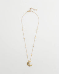 Gold Gold Moon Pendant Necklace