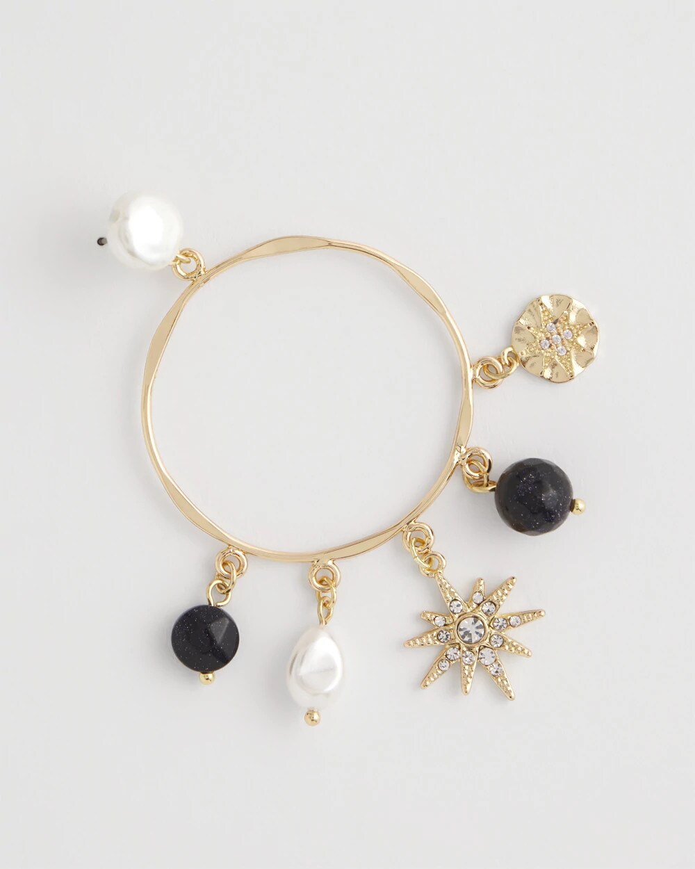 Gold Starry Night Charm Hoop Earrings