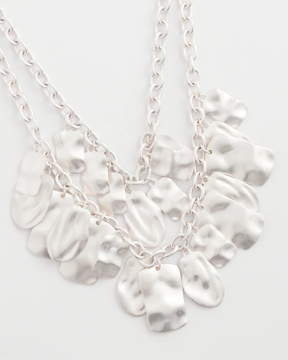 Silver Double Square Charm Pendant Necklace