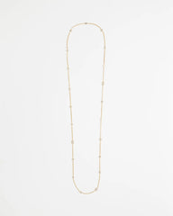 Gold Fine Crystal Long Chain Necklace