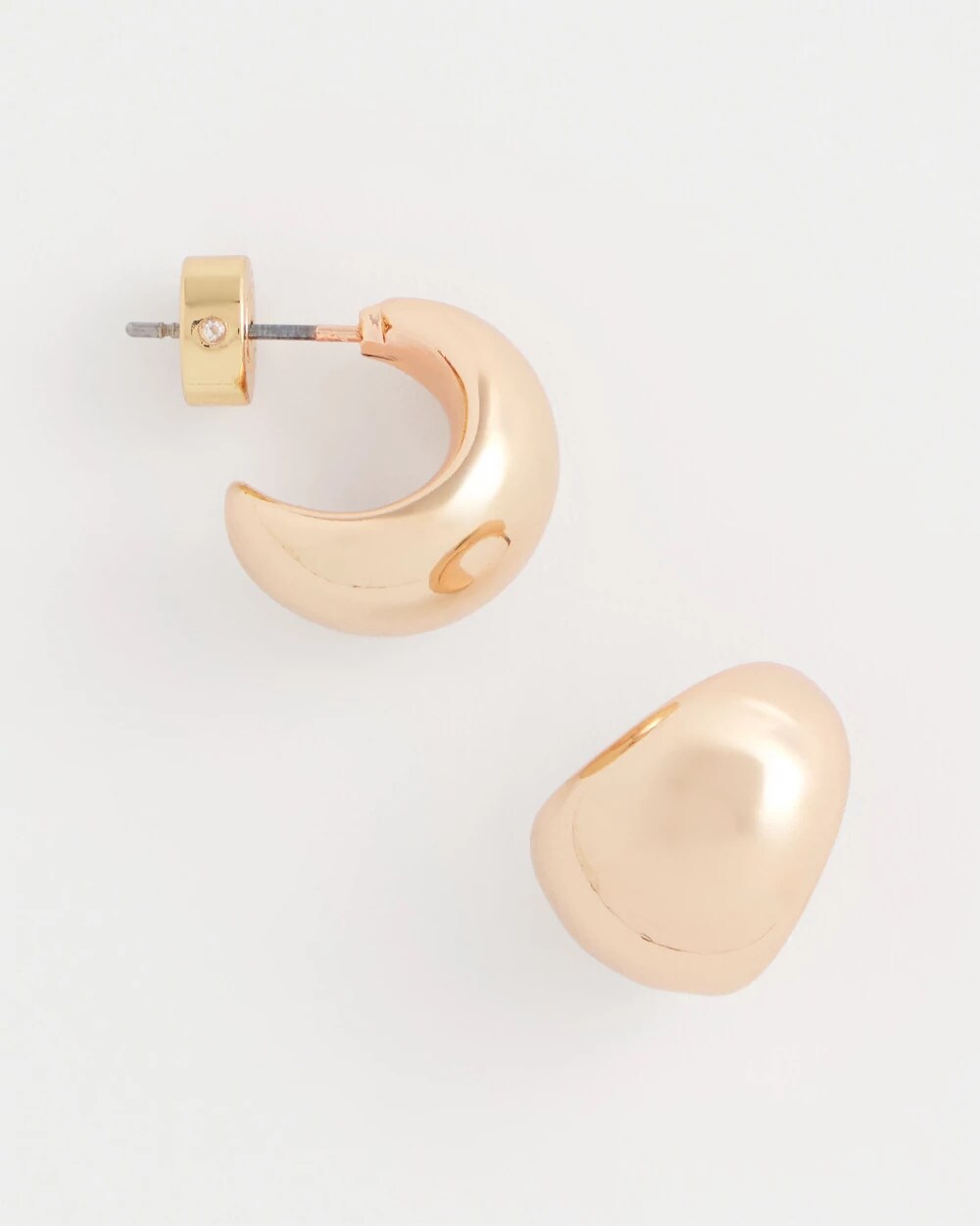 Mixed Metals Rose Gold Huggie Hoop Earrings