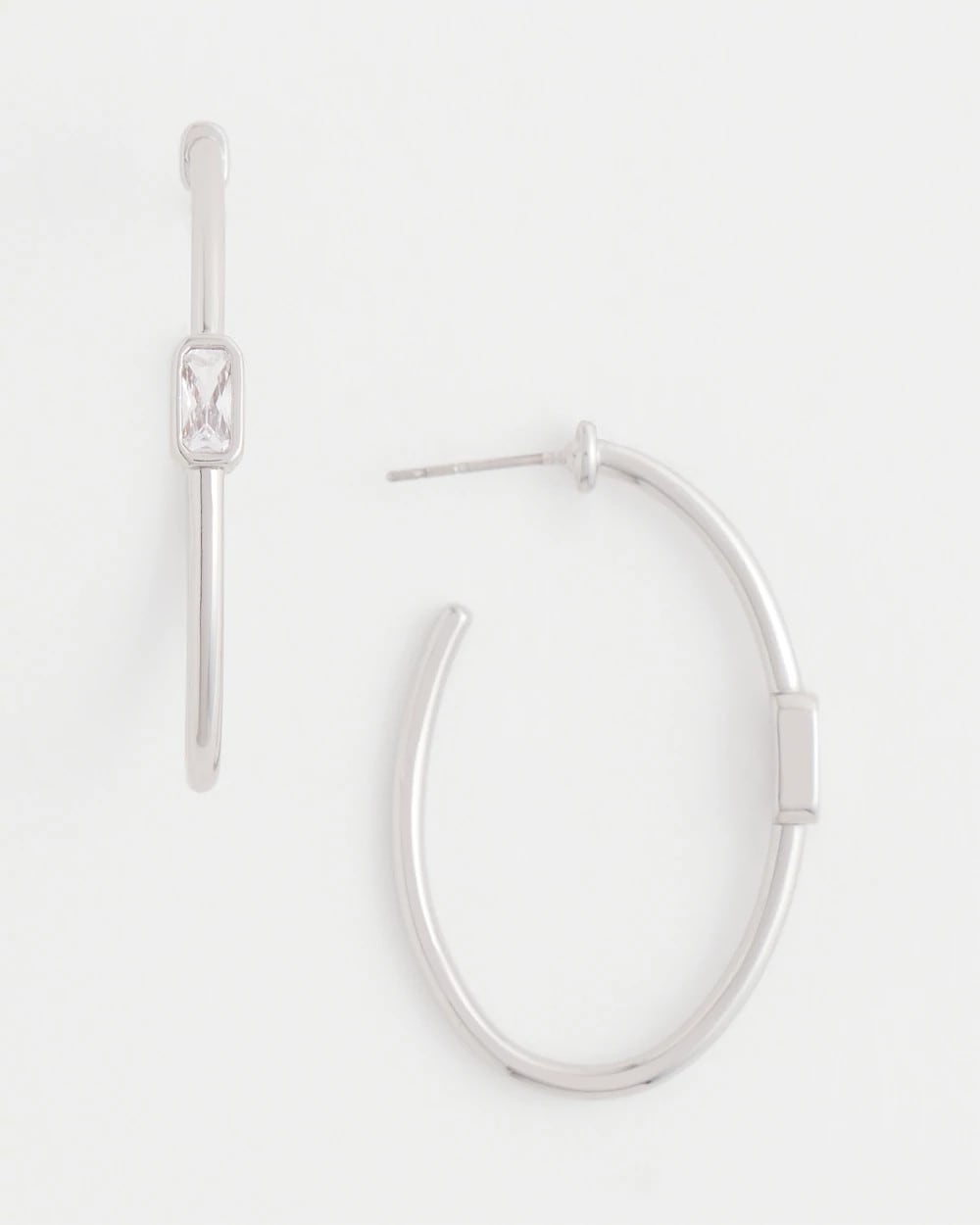 Silver Silver Oval Hoop Earrings