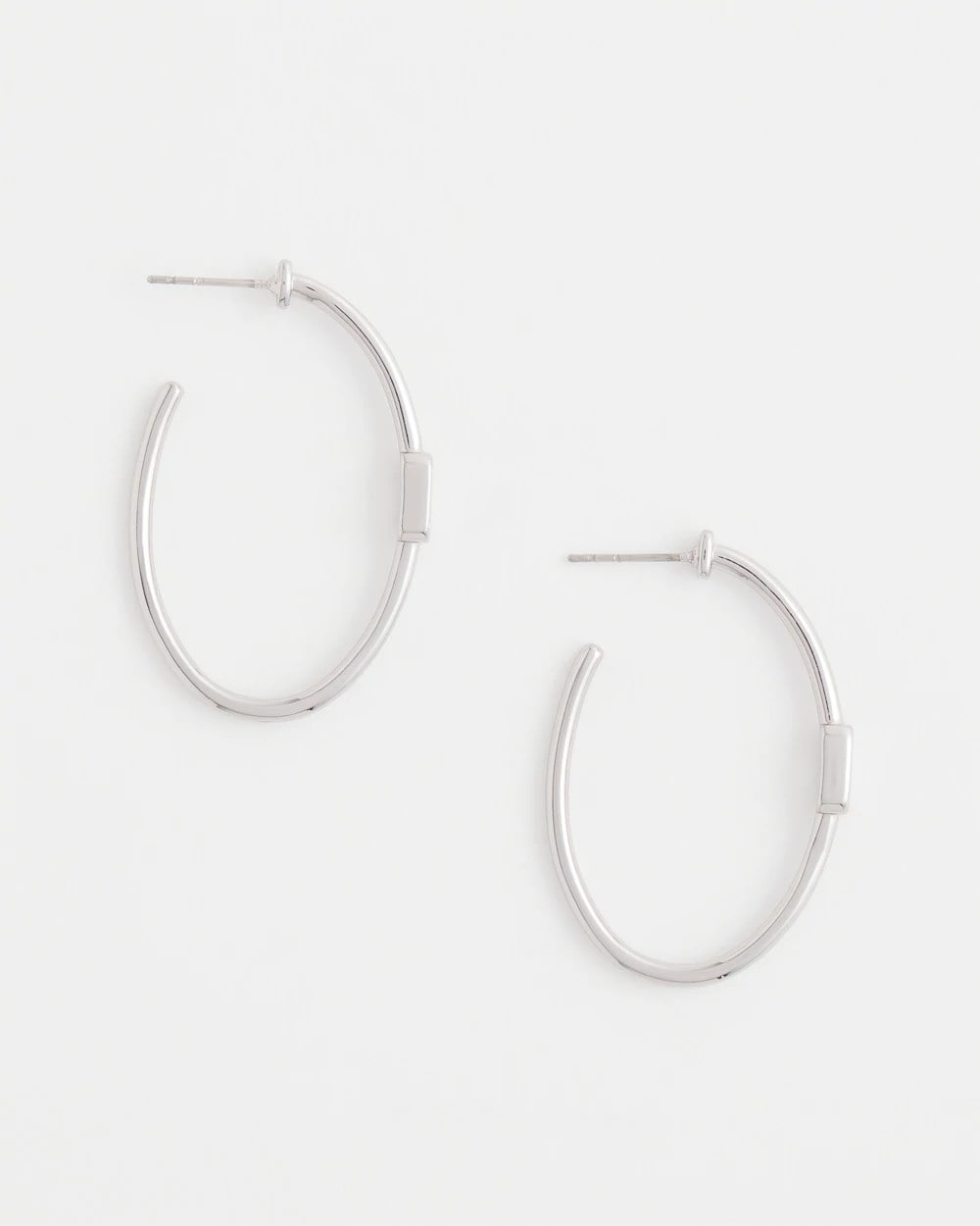 Silver Silver Oval Hoop Earrings