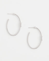 Silver Silver Oval Hoop Earrings