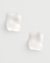 Silver Square Oversized Stud Earrings