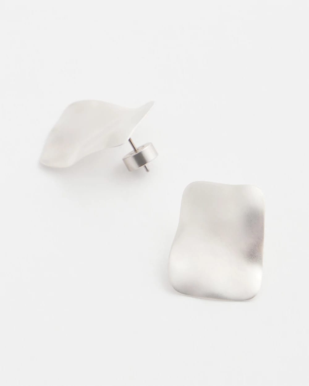 Silver Square Oversized Stud Earrings