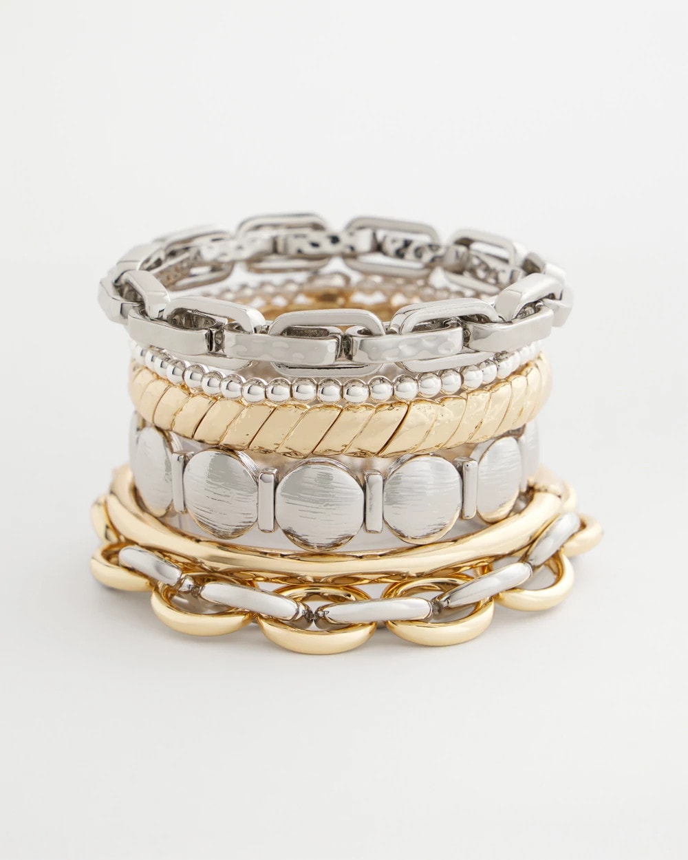 Mixed Metals Open Link Stretch Bracelet