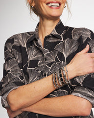 Black Black Mini Circle Stretch Bracelet