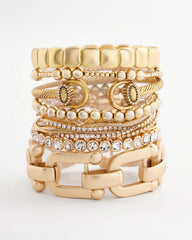 Gold Golden Matte Square Stretch Bracelet