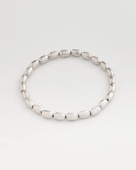 Silver Silvertone Oval Beaded Stretch Bracelet