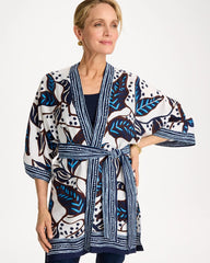 Ecru Printed Belted Kimono