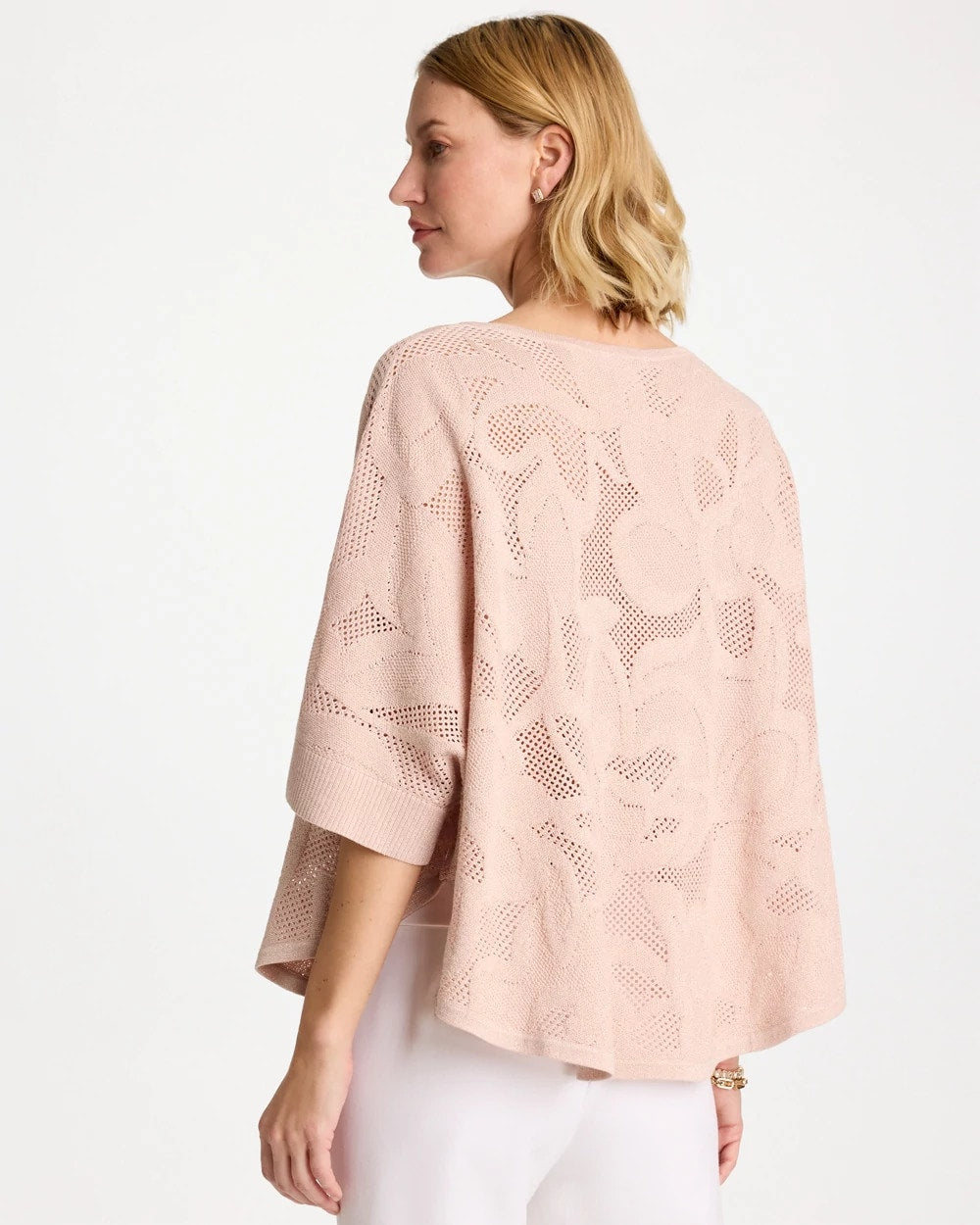 Rose Smoke Boatneck Rounded Hem Poncho