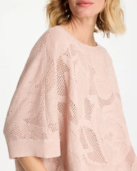 Rose Smoke Boatneck Rounded Hem Poncho