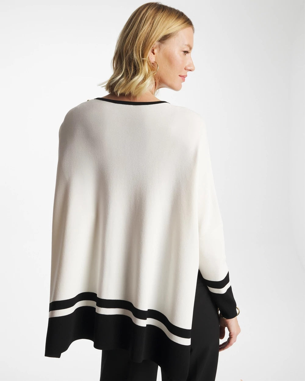 Ecru Button Detail Poncho