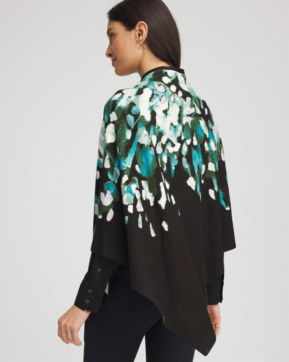 Dark Aqua Convertible Knit Boatneck Poncho