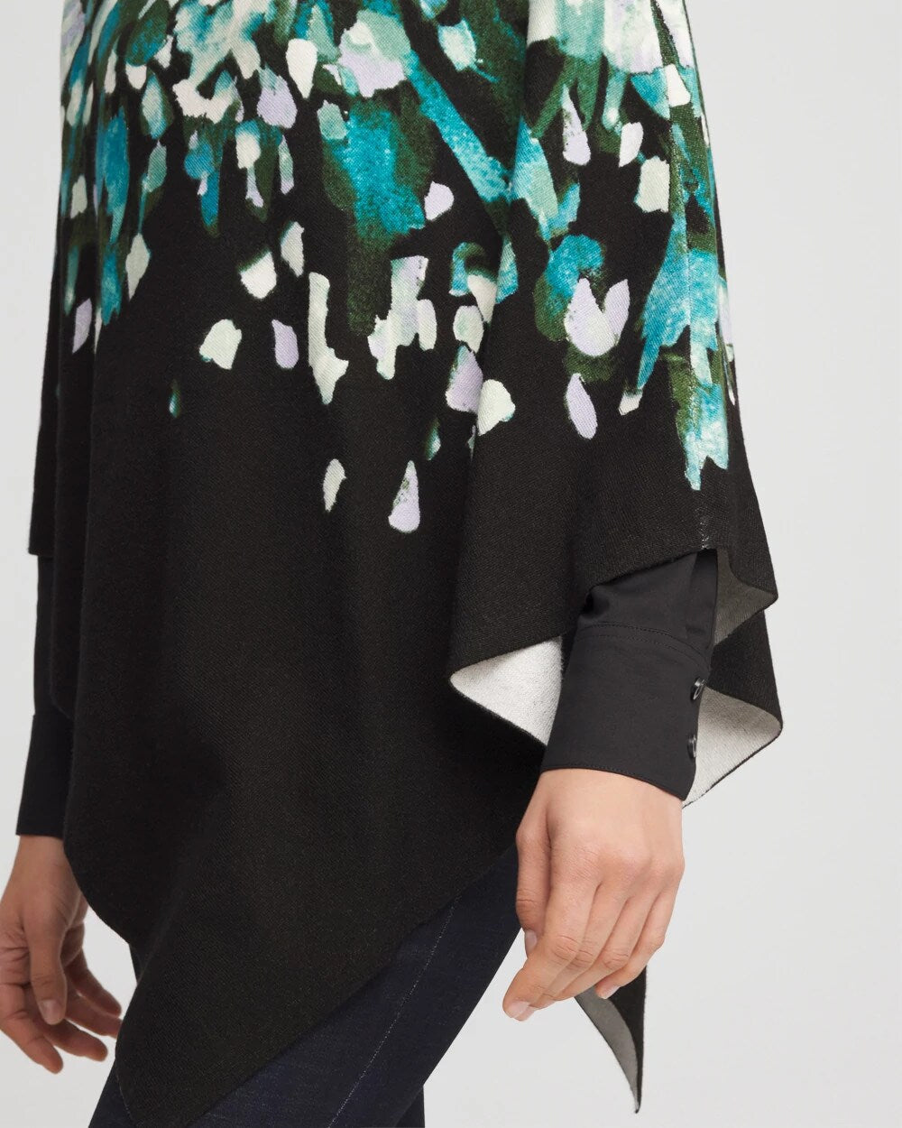 Dark Aqua Convertible Knit Boatneck Poncho