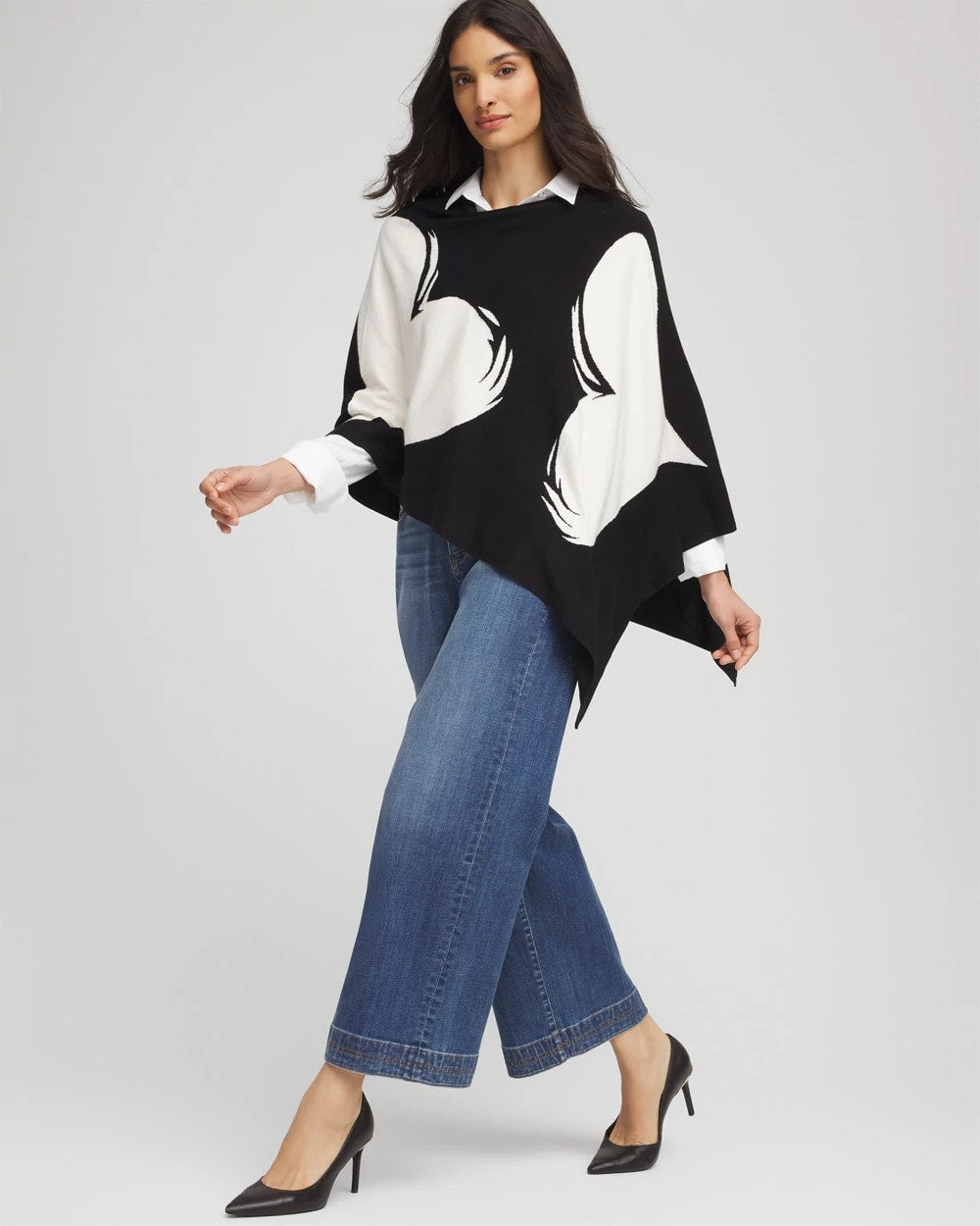 Black Love Brush Convertible Sweater Poncho