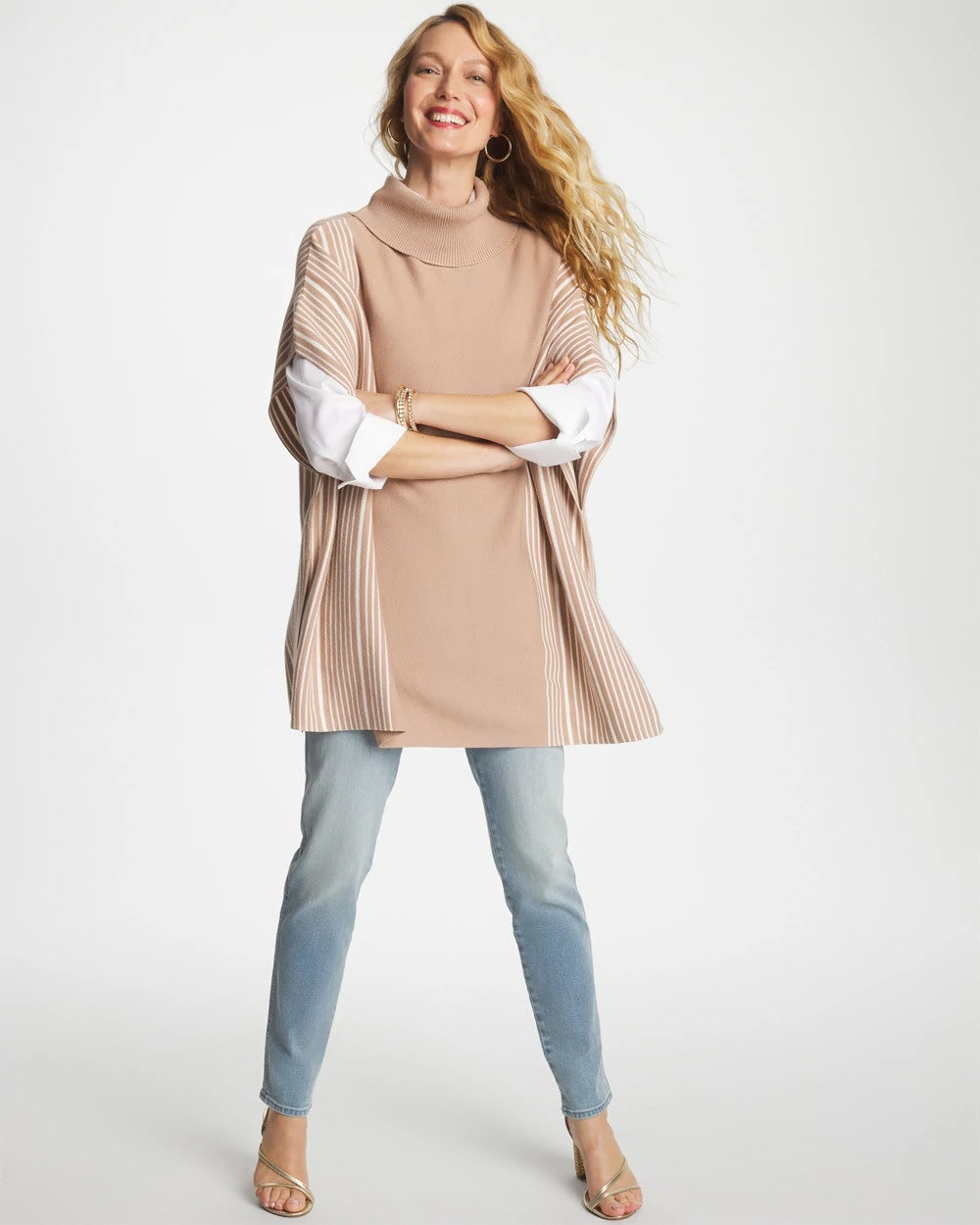 Vanilla Chai Turtleneck Sweater Poncho