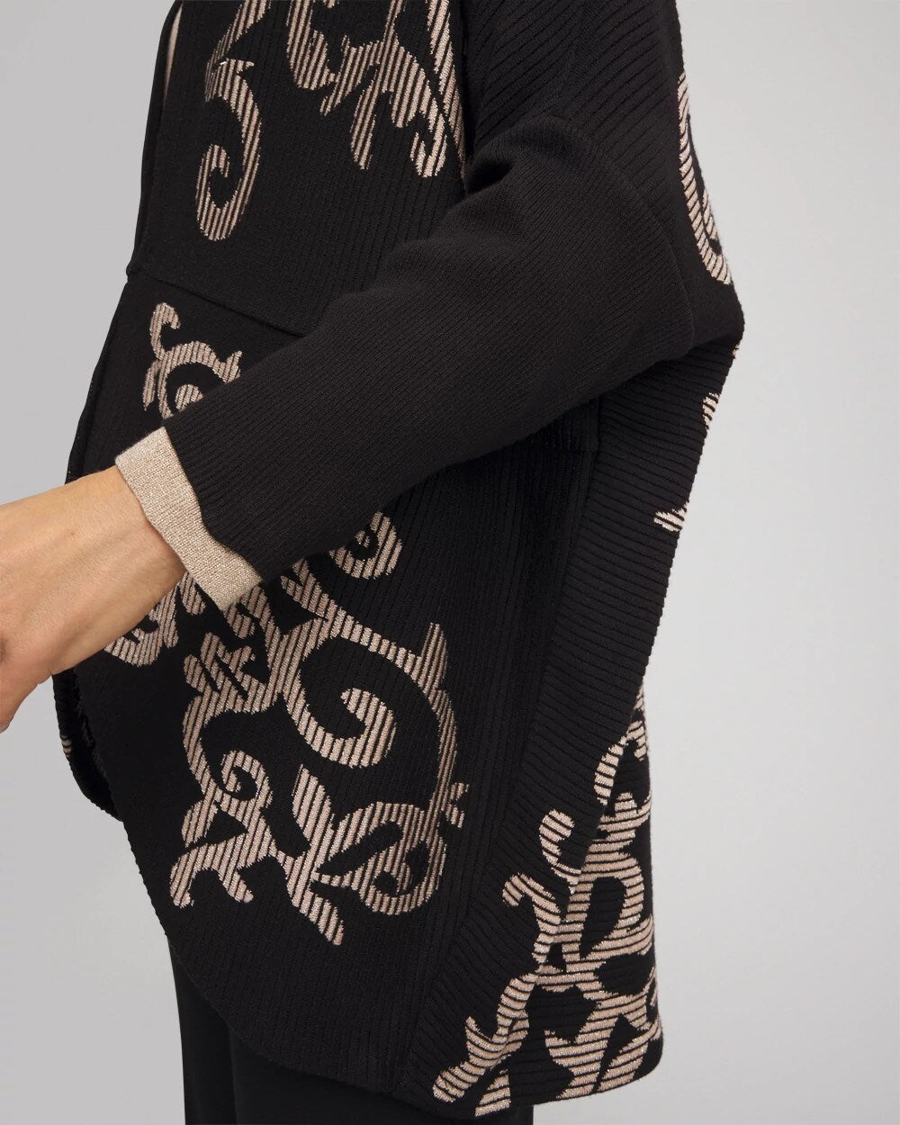 Black Ottoman Jacquard Cocoon Cardigan