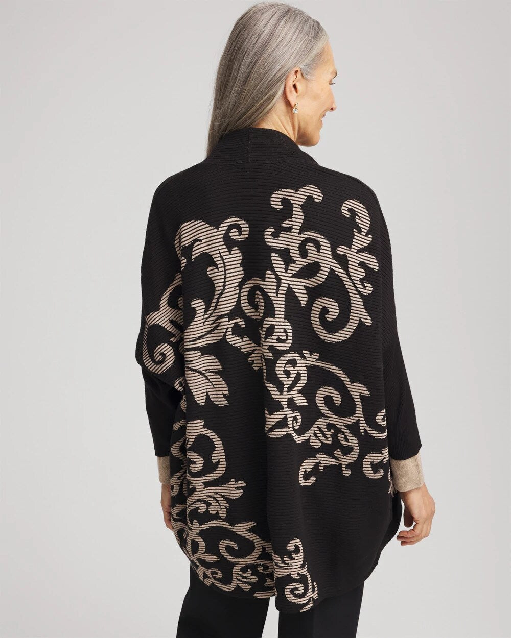 Black Ottoman Jacquard Cocoon Cardigan
