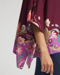 Deep Chianti Printed Boatneck Pullover Poncho